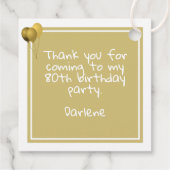 Dank u 80th Nummerpatroon Goud en Wit Bedankjes Labels (Achterkant)