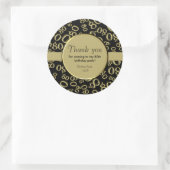 Dank u: 80th Nummerpatroon Goud en Zwart Ronde Sticker (Tas)