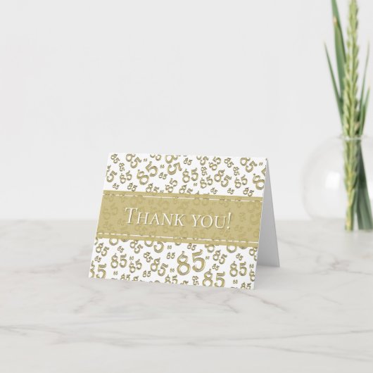 "Dank u!" 85e Gold/White Number Pattern Bedankkaart (Voorkant)
