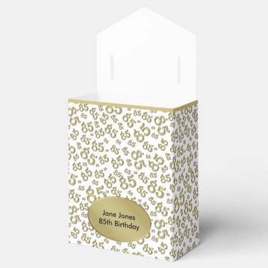 Dank u 85e Goud/Wit Willekeurig Getal Patroon Bedankdoosjes (Geopend)