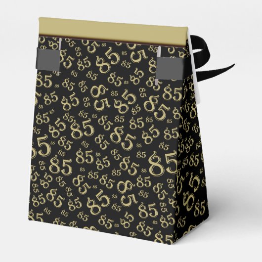 Dank u 85e zwart/goud willekeurig nummerpatroon bedankdoosjes (Achterkant)