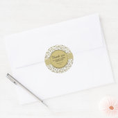 Dank u: 90ste Nummerpatroon Goud en Wit Ronde Sticker (Envelop)