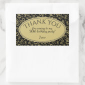Dank u - 90th Nummer Patroon Goud en Zwart Rechthoekige Sticker (Tas)