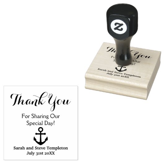 Dank u aangepaste nautische bruiloft rubberen stem 	rubberstempel (Gestempeld)