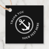 Dank u Aangepaste tekst nautische Zee anker zwart Bedankjes Labels (Voorkant)