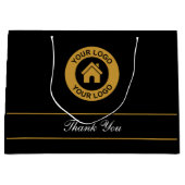Dank u aangepaste zakelijke logo-tekst Elegant zwa Groot Cadeauzakje (Voorkant)