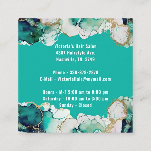 Dank u Abstracte groene elegante zaken Vierkante Visitekaartje (Achterkant)