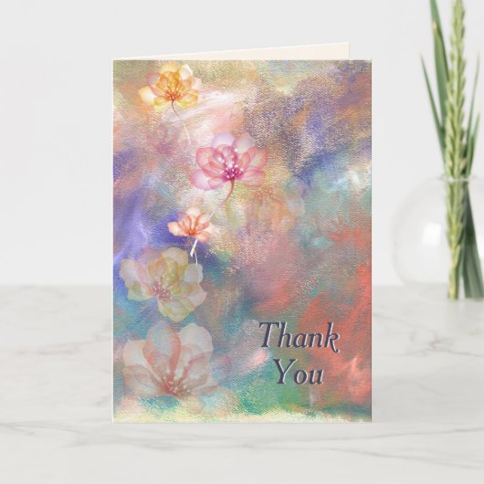 Dank u Abstracte Verf en Bloemen Kaart (Voorkant)