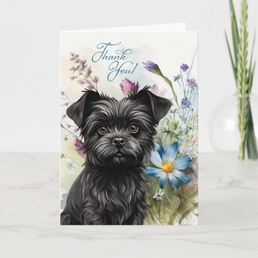 Dank u Affenpinscher Hond Wildflower Tuin Blan Bedankkaart (Voorkant)