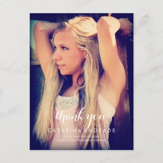 Dank u Afstuderen foto middelbare school kalligraf Briefkaart (Voorkant)