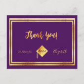 Dank u afstuderen paarse goud briefkaart (Voorkant)