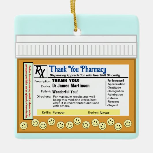 Dank u apotheek keramisch ornament (Voorkant)