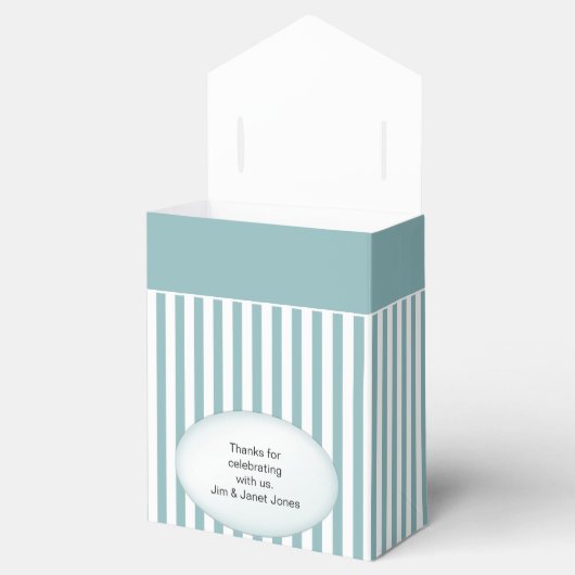 Dank u - Aqua Simple Stripes Patroon Bedankdoosjes (Geopend)