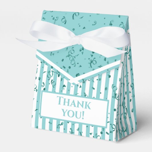 Dank u - Aqua/White Simple Stripes Patroon Bedankdoosjes (Voorkant Zijde)