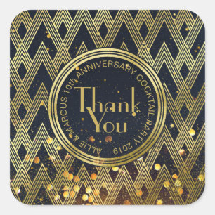 Dank u Art Deco Gatsby Gold Glitter Geometric Vierkante Sticker