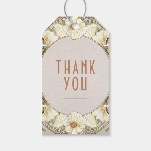 Dank u Art Nouveau Mucha Gift Labels Cadeaulabel (Voorkant)
