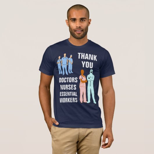 Dank u Artsen Verpleegkundigen Essential Workers T-shirt (Voorkant volledig)