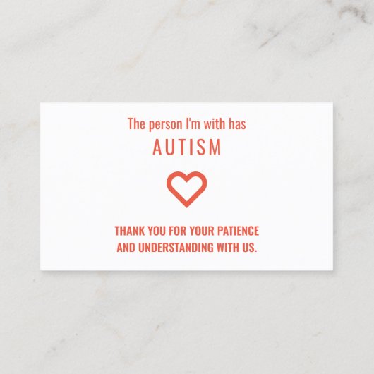 dank u autisme geduld hand uit kaarten visitekaartje (Achterkant)