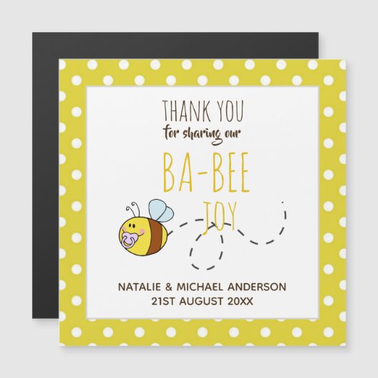 Dank u BA-BEE Baby shower Yellow Polkadot (Voorkant / Achterkant)