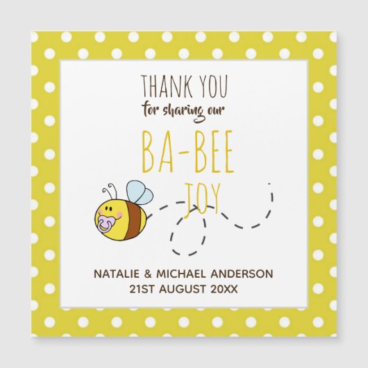 Dank u BA-BEE Baby shower Yellow Polkadot (Voorkant)