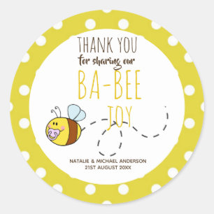 Dank u BA-BEE Baby shower Yellow Polkadot Ronde Sticker