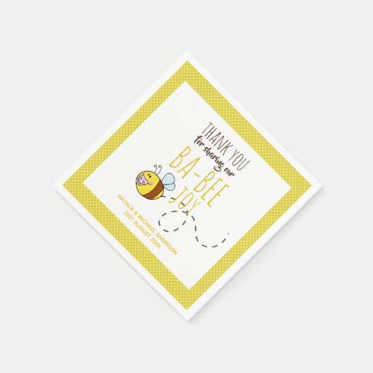 Dank u BA-BEE Baby shower Yellow Polkadot Servet (Hoek)