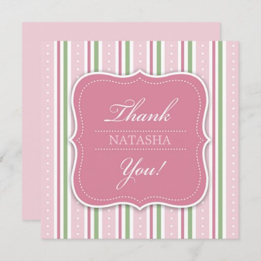 Dank u Baby Meisje Douche Platte Kaart (Voorkant / Achterkant)