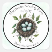 Dank u Baby Nesting Party Bird Nest Vierkante Sticker (Voorkant)