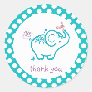 Dank u- Baby olifant en bloemen Ronde Sticker