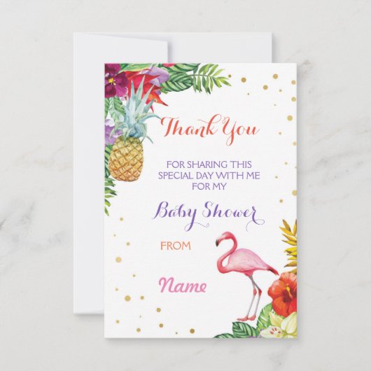 Dank u Baby shower Flamingo Aloha Luau Cards Bedankkaart (Voorkant)
