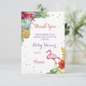 Dank u Baby shower Flamingo Aloha Luau Cards Bedankkaart (Staand voorkant)