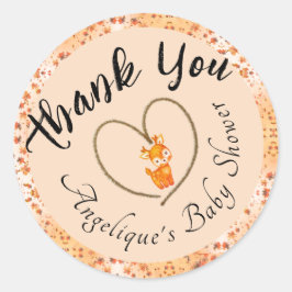 Dank u Baby shower Herfst Motief & Kleur Ronde Sticker