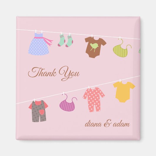 Dank u Baby shower Magnet Magneet (Voorkant)