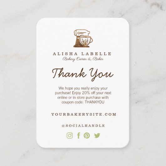 Dank u Bakery Stand Mixer Behuizing Kaart (Voorkant)