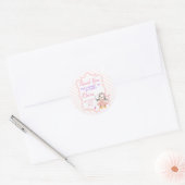 Dank u Ballerina Penguin Roze Verjaardag Ronde Sticker (Envelop)