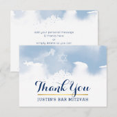 DANK U BAR MITZVAH modern sterrenblauw waterverf Bedankkaart (Voorkant / Achterkant)