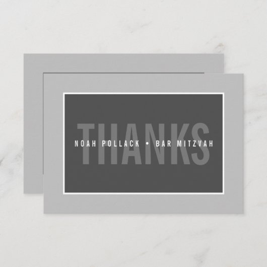 DANK U BAR MITZVAH moderne geometrische mono grijs Bedankkaart (Voorkant / Achterkant)