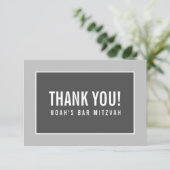 DANK U BAR MITZVAH moderne geometrische mono grijs Bedankkaart (Staand voorkant)