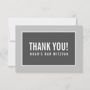 DANK U BAR MITZVAH moderne geometrische mono grijs Bedankkaart