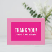 DANK U BAR MITZVAH moderne minimalistische girly r Bedankkaart (Staand voorkant)