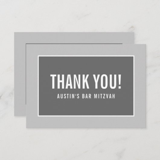 DANK U BAT MITZVAH moderne rand geometrisch grijs Bedankkaart (Voorkant / Achterkant)