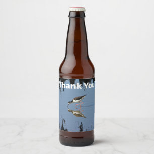 Dank u Beach Bird Reflection Foto appreciatie Bier Etiket