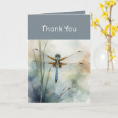 Dank u Bedankt Waterverf Dragonfly Art Kaart (Gele Bloem)