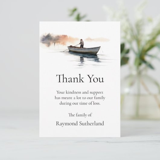 Dank u begrafenis Kaarten, Gevist boot notitie Kaa Bedankkaart (Staand voorkant)