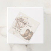 Dank u beige laarzen of bogen geslacht onthullen bedankjes labels (In situ)