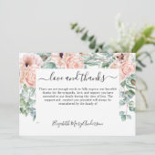 Dank u Bereavement Blush Pink Floral Memorial Bedankkaart (Staand voorkant)