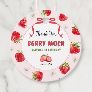 Dank u Berry Much aardbei 1e verjaardag Bedankjes Labels