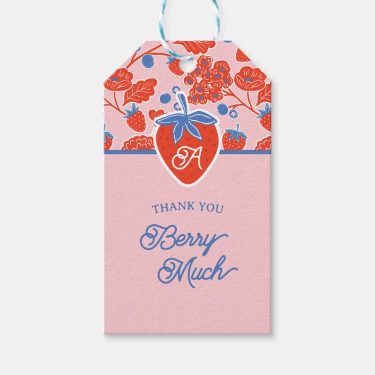 Dank u Berry veel Bloemen Aardbei Blueberry Cadeaulabel (Voorkant)