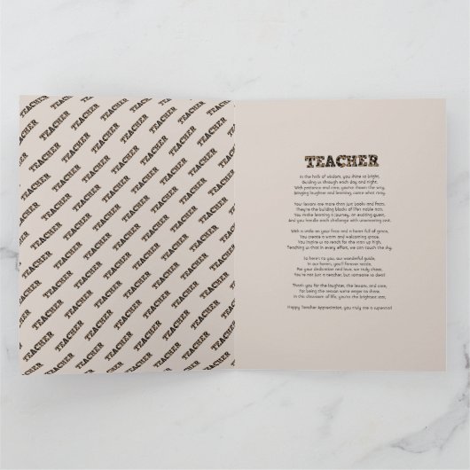 Dank u Beste Leraar Aangepaste Citaten Leopard Pri Kaart (Binnen)