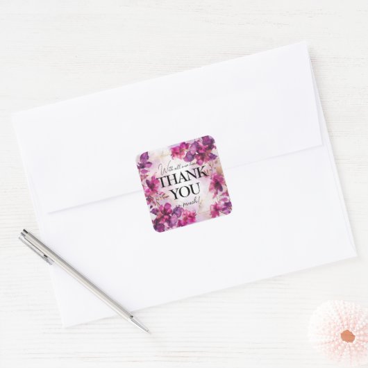 Dank u Betovering: Waterverf Vierkante Sticker (Envelop)